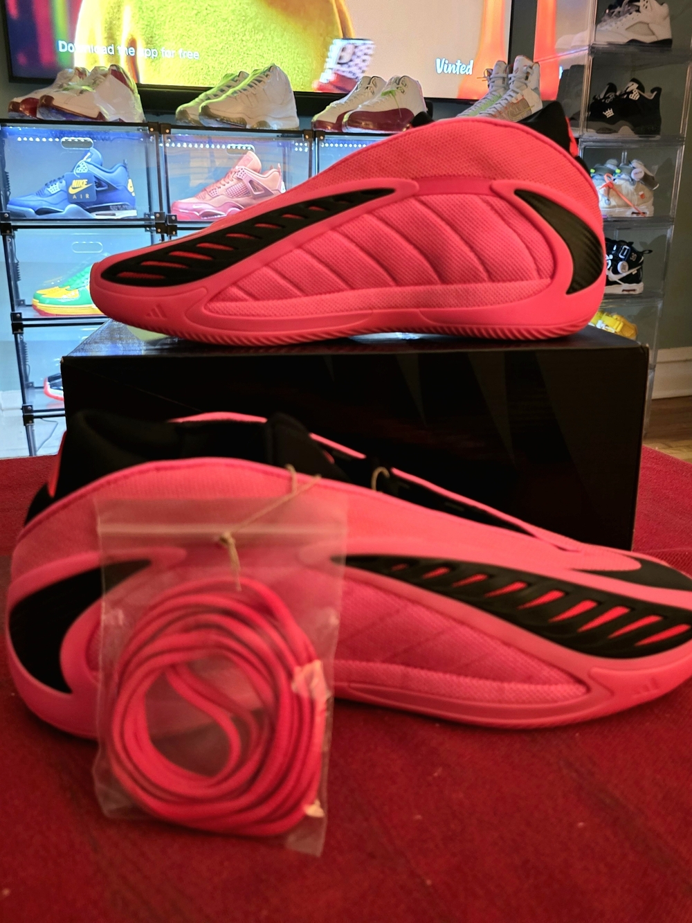adidas Athletic Shoes in Bright Pink with Black Accents